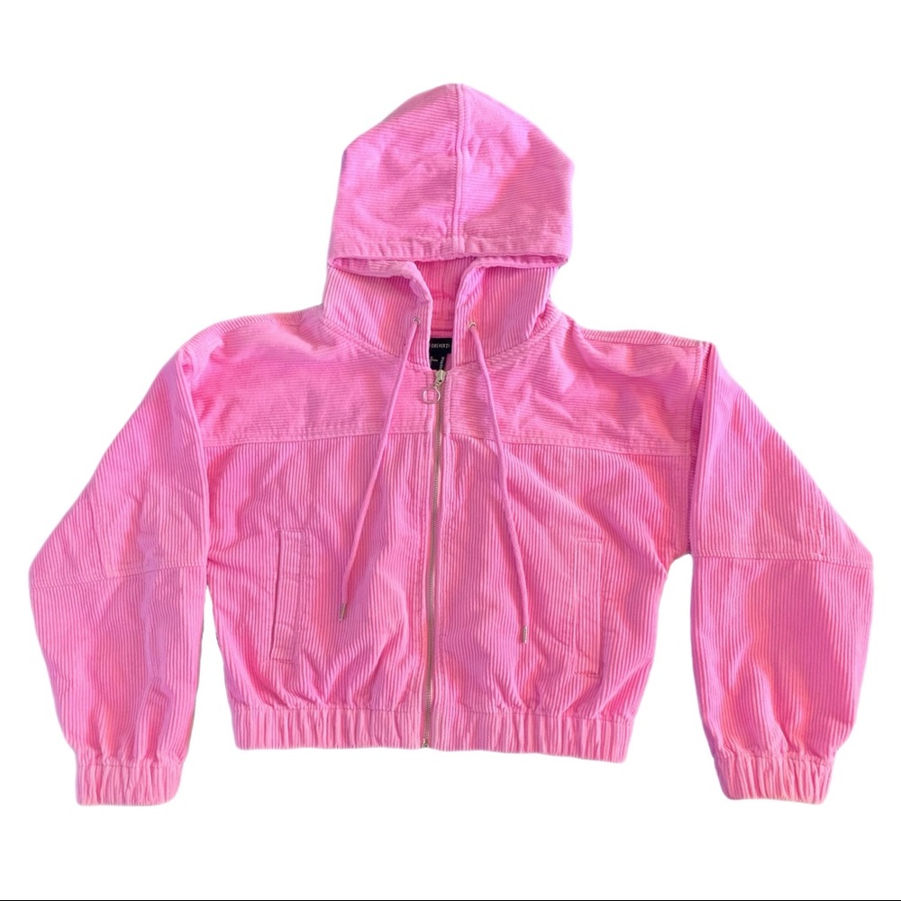 Bubblegum Pink Forever 21 corduroy jacket w/ hood